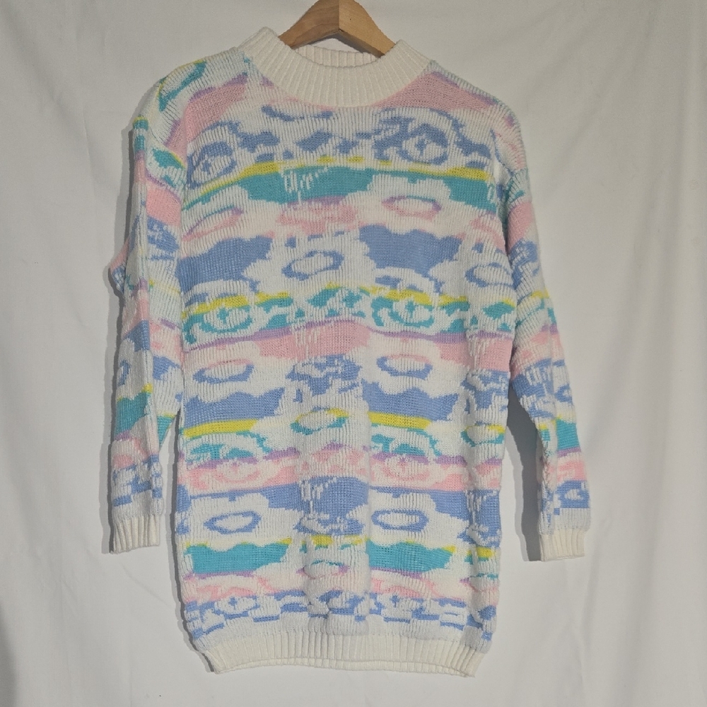 Vintage 80s Brunny Fairy Kei Kawaii Pastel Sweater Size Small US Made
